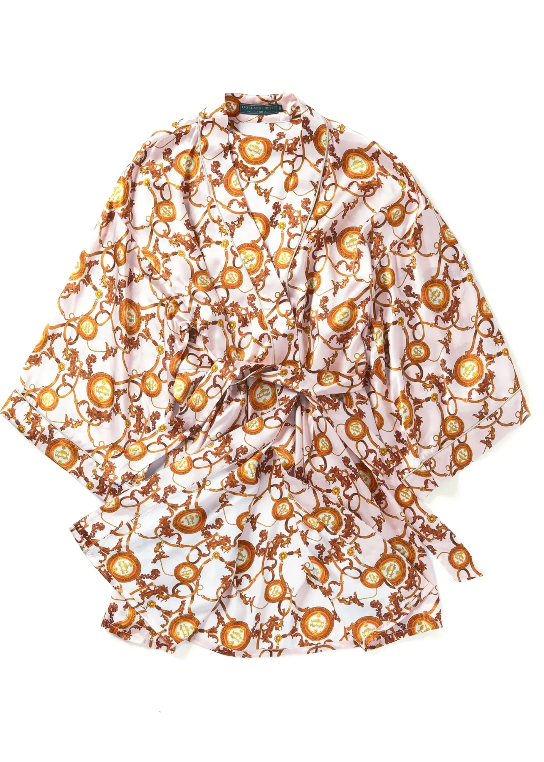 Holland Cooper Silk Dressing Gown Blush Hot