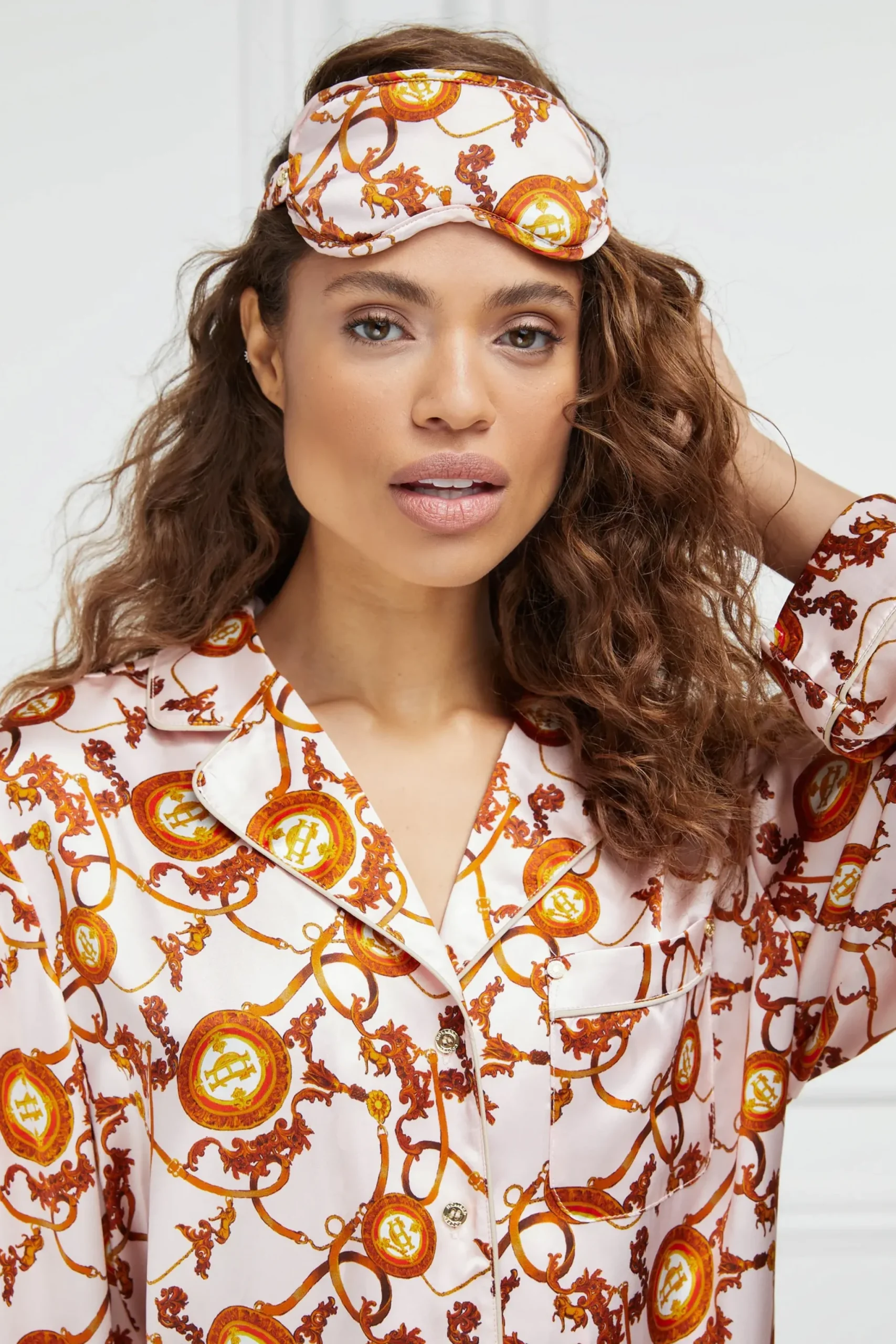Holland Cooper Silk Eye Mask Blush Hot