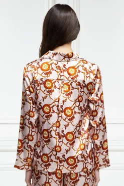 Holland Cooper Silk Pyjama Shirt Blush New