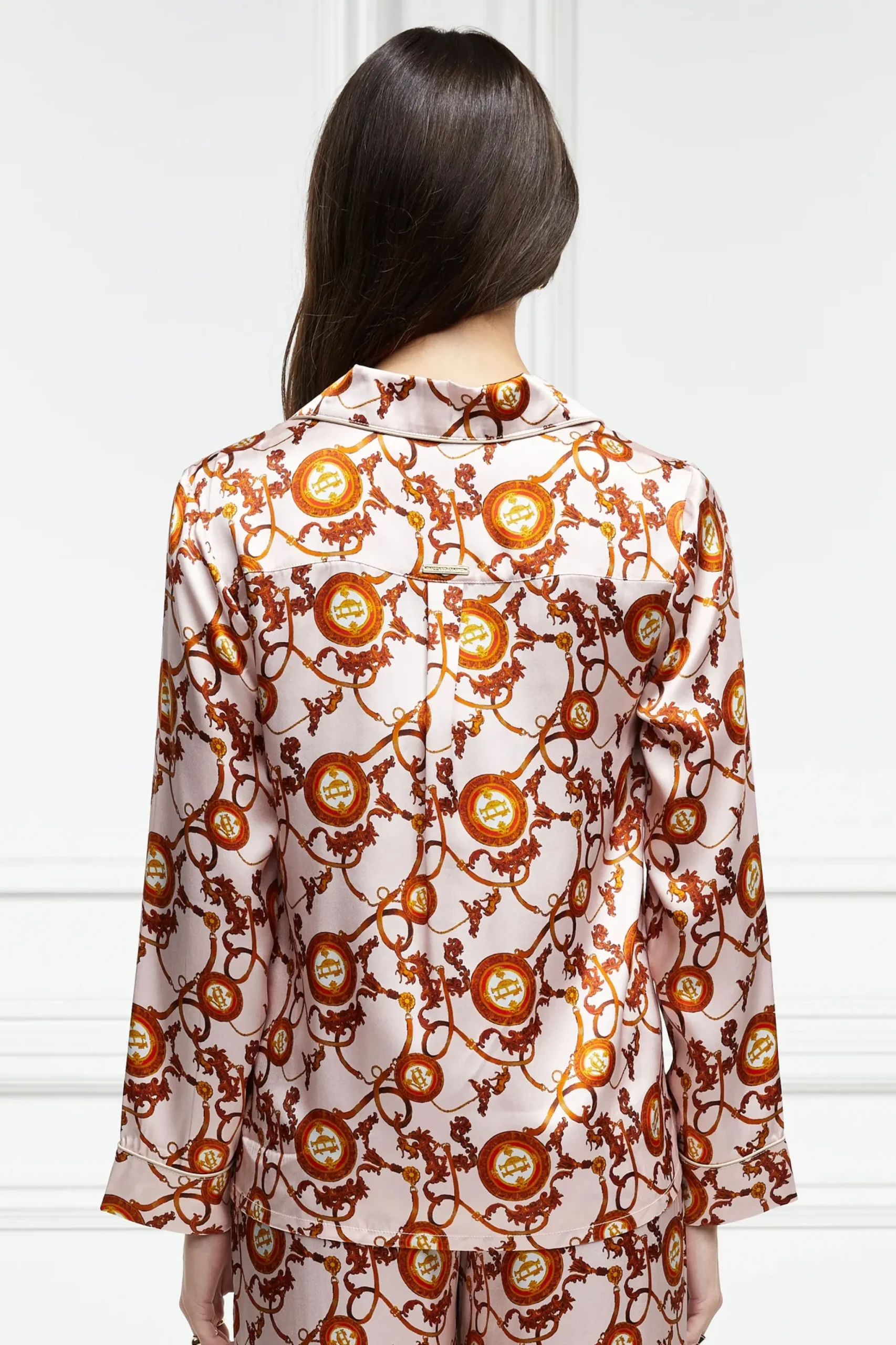 Holland Cooper Silk Pyjama Shirt Blush New