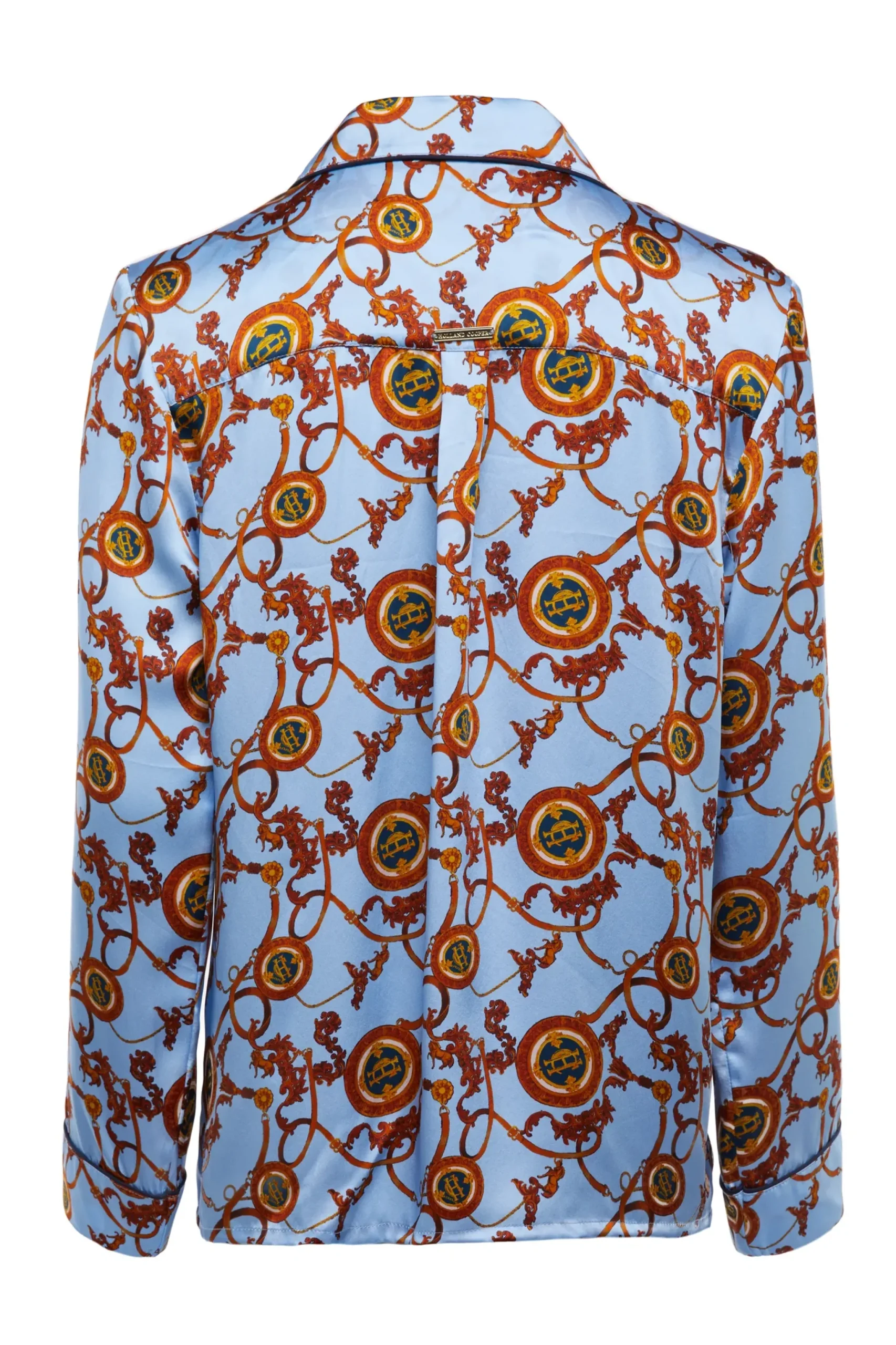 Holland Cooper Silk Pyjama Shirt Sky Blue