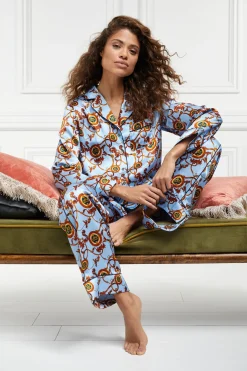 Holland Cooper Silk Pyjama Trouser Sky Blue