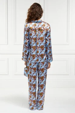 Holland Cooper Silk Pyjama Trouser Sky Blue