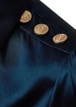 Holland Cooper Silk V-Neck Blouse Petrol Blue