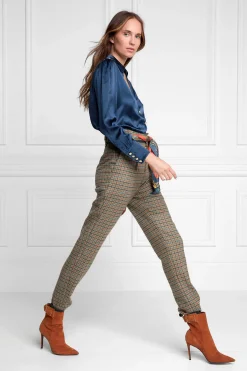 Holland Cooper Silk V-Neck Blouse Petrol Blue