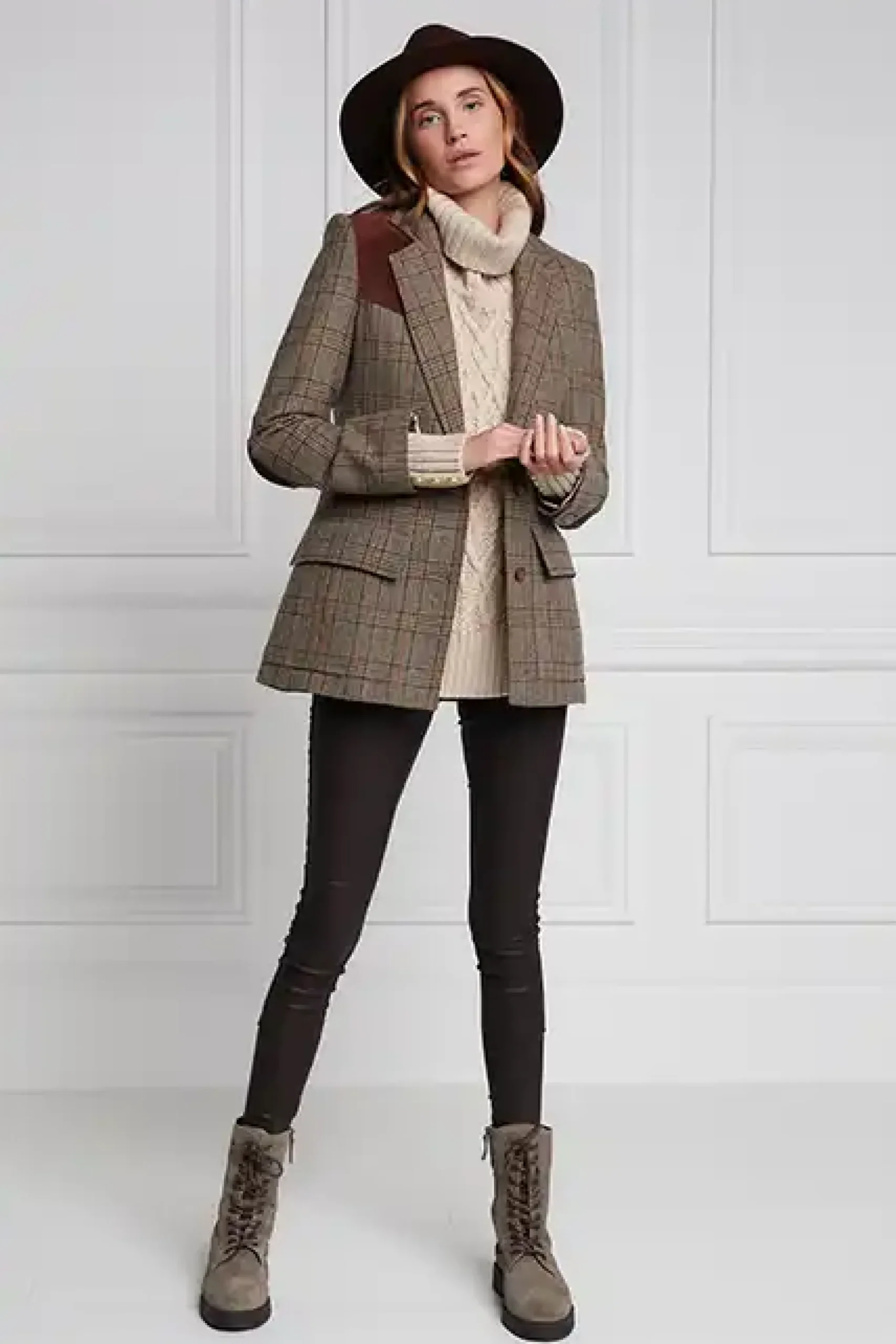 Holland Cooper Single Breasted Field Blazer Bourbon Tweed Sale