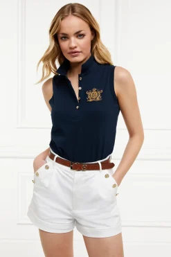 Holland Cooper Sleeveless Polo Shirt Ink Navy Online