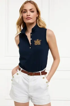 Holland Cooper Sleeveless Polo Shirt Ink Navy Online