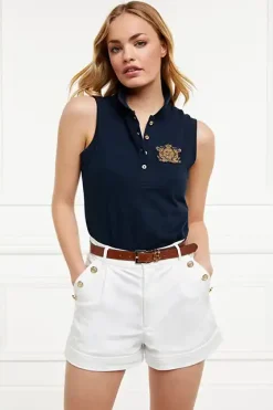Holland Cooper Sleeveless Polo Shirt Ink Navy Online