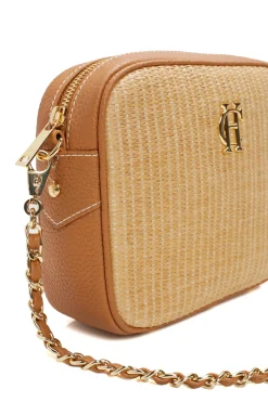Holland Cooper Soho Camera Bag Tan Raffia Outlet