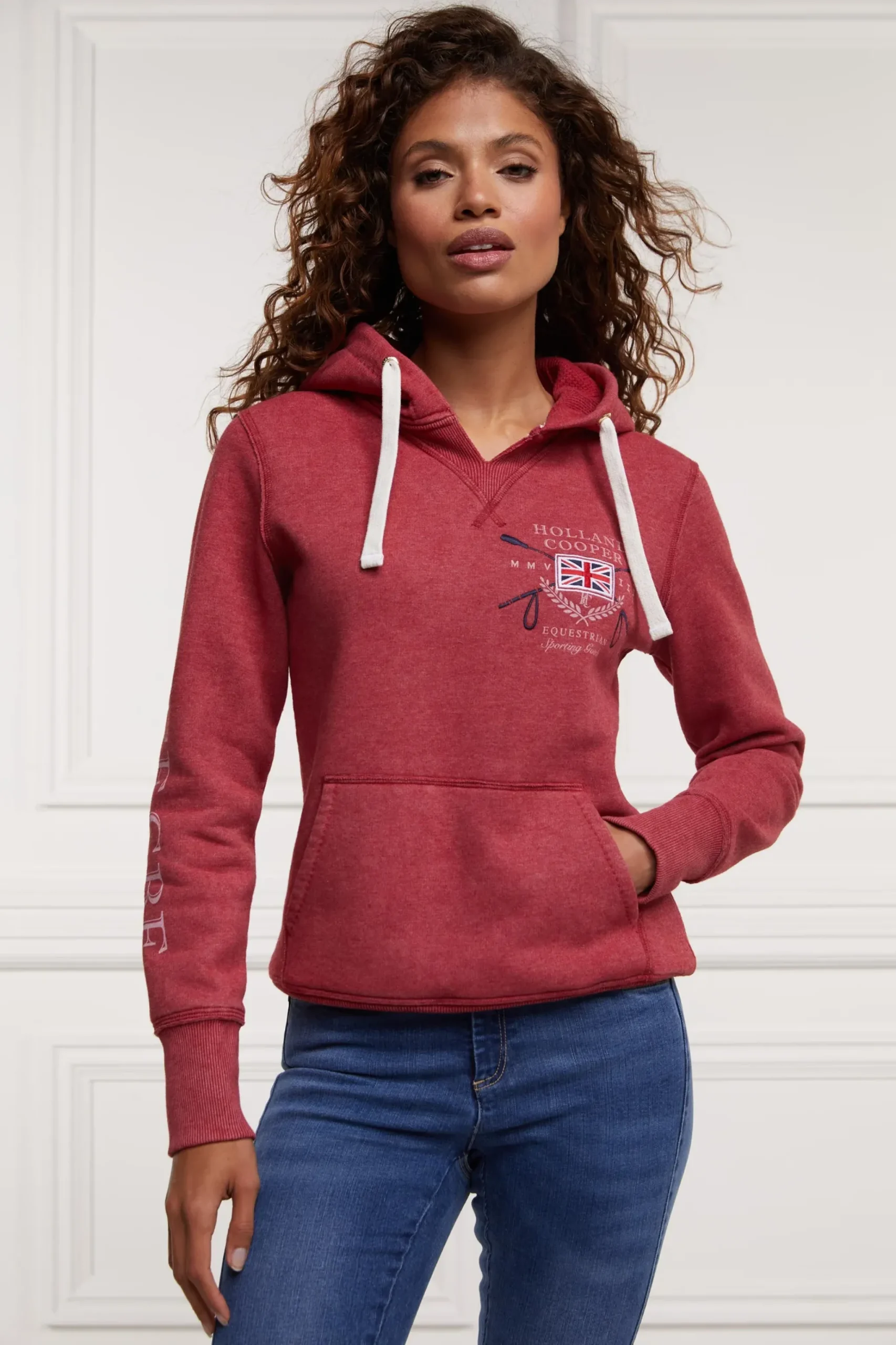 Holland Cooper Sporting Goods Hoodie Varsity Red New