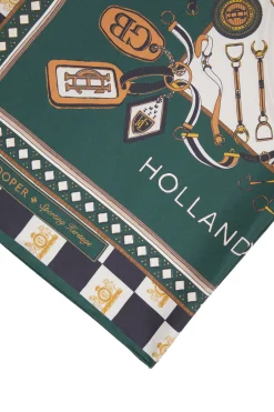Holland Cooper Stirrup Silk Scarf Black Emerald Best
