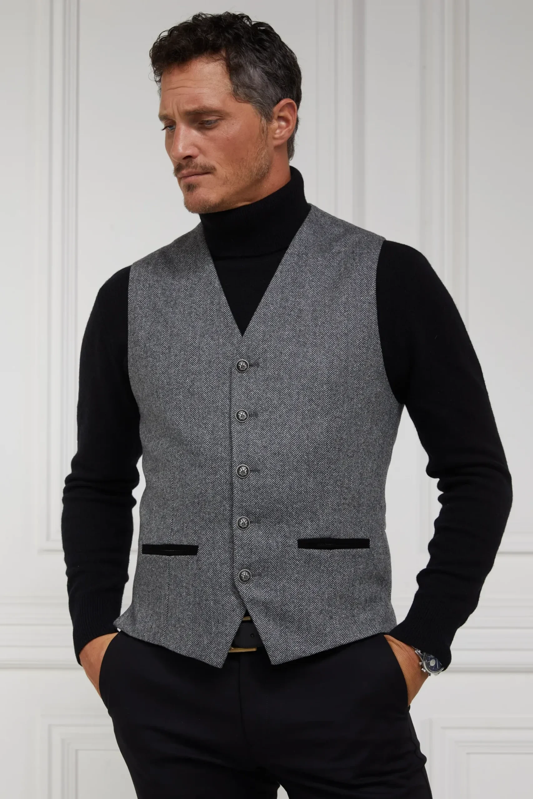 Holland Cooper St James Waistcoat Mono Herringbone Sale