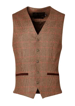 Holland Cooper St James Waistcoat Clarence Check Merlot Clearance
