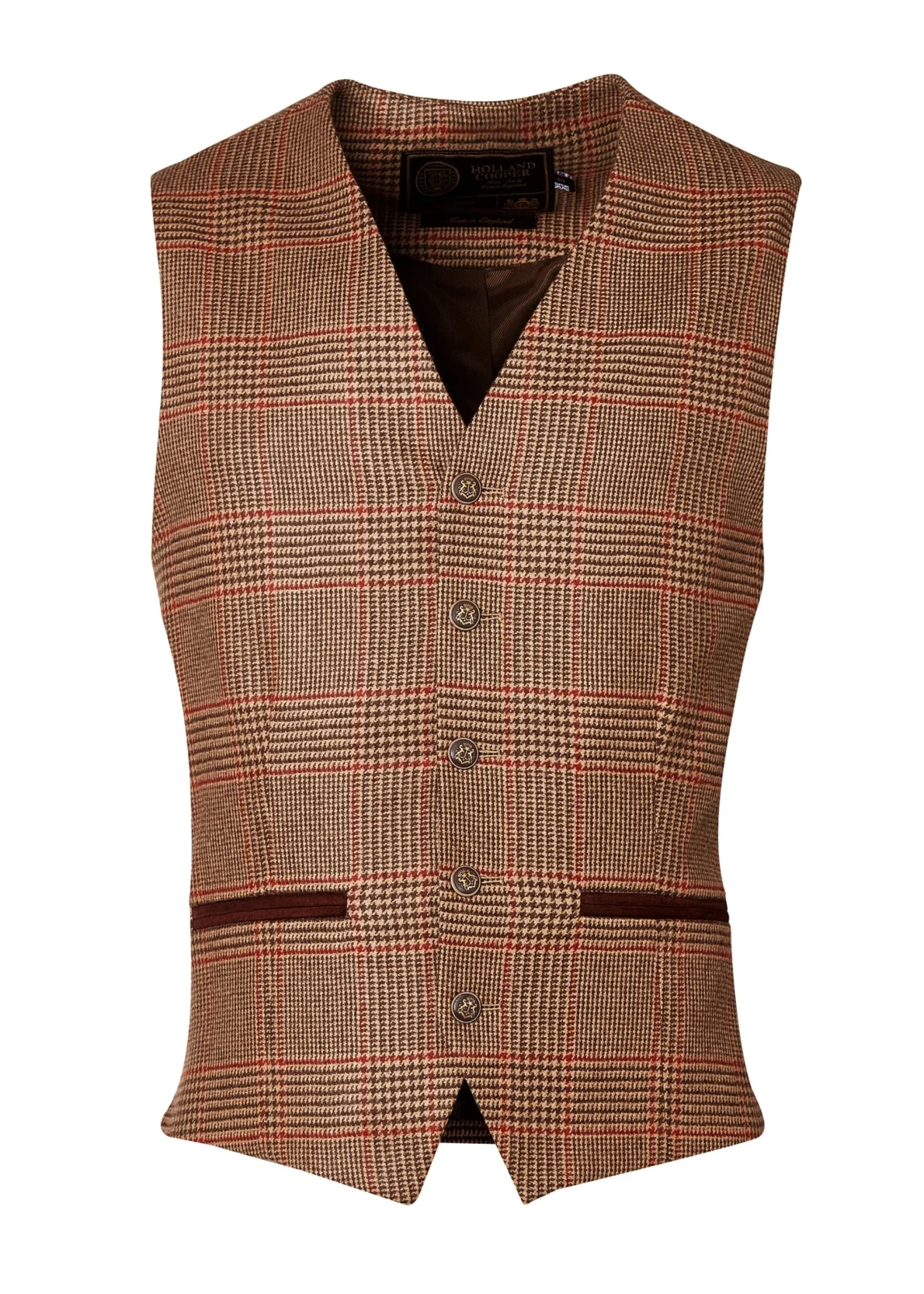 Holland Cooper St James Waistcoat Clarence Check Merlot Clearance
