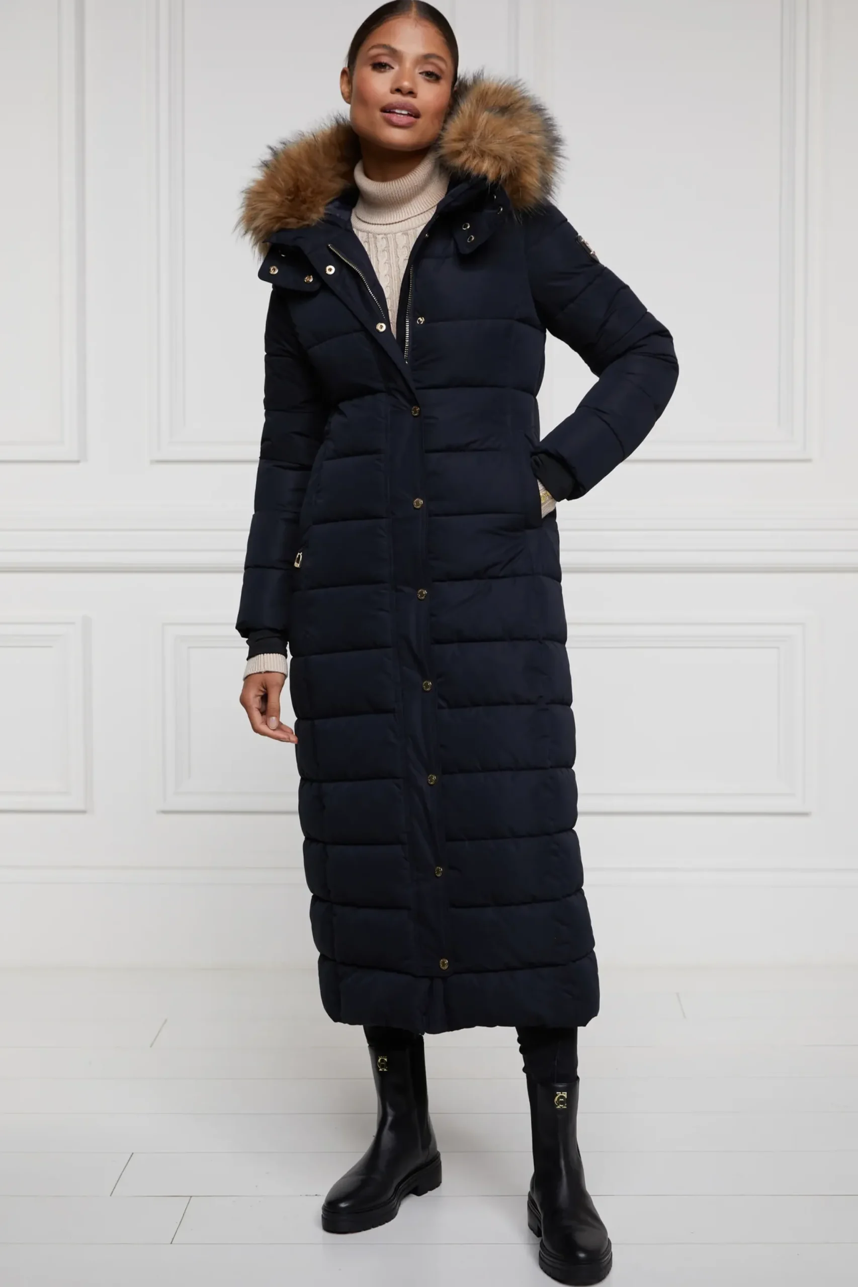 Holland Cooper Stoneleigh Longline Coat Ink Navy Outlet