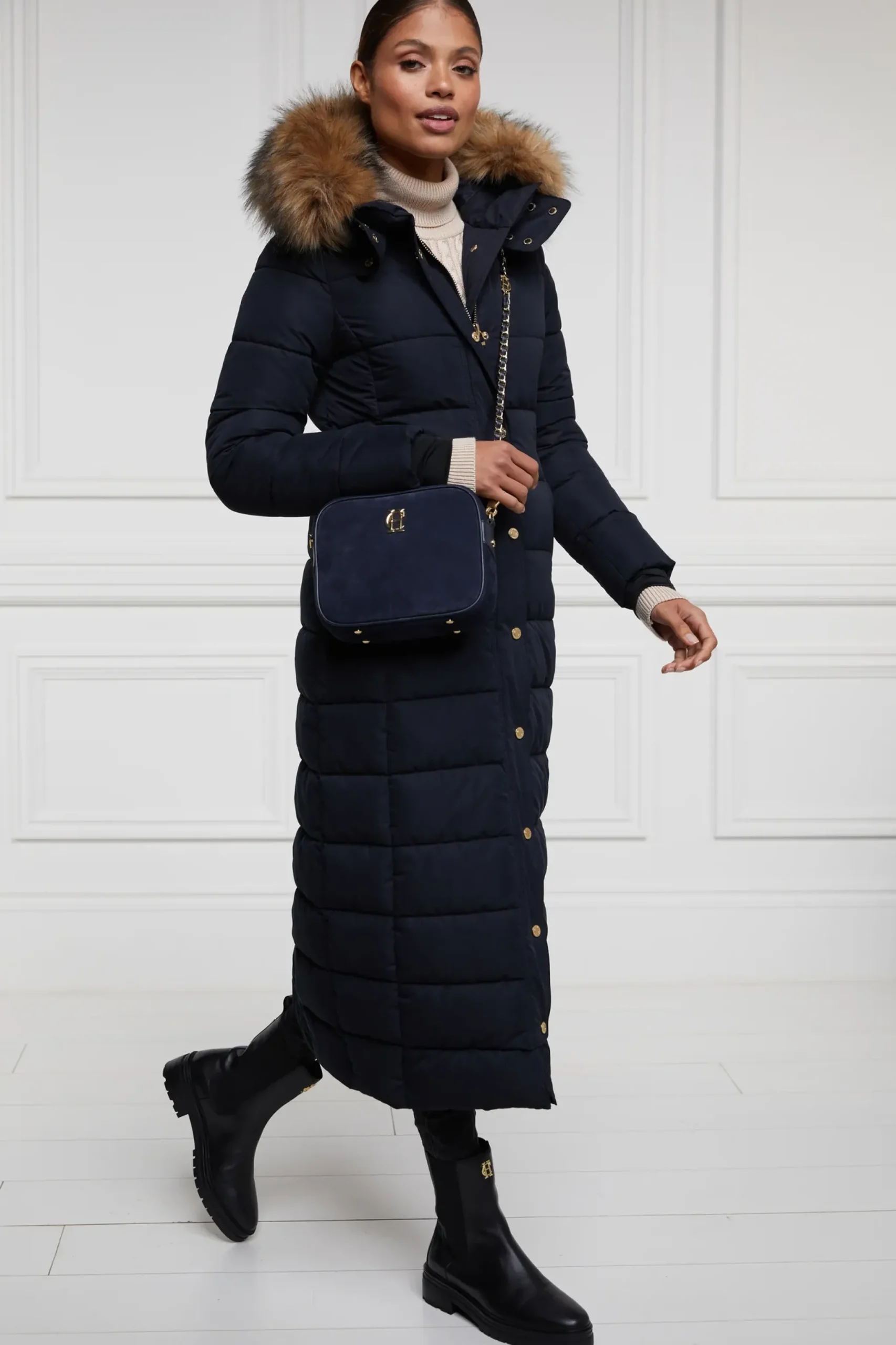 Holland Cooper Stoneleigh Longline Coat Ink Navy Outlet