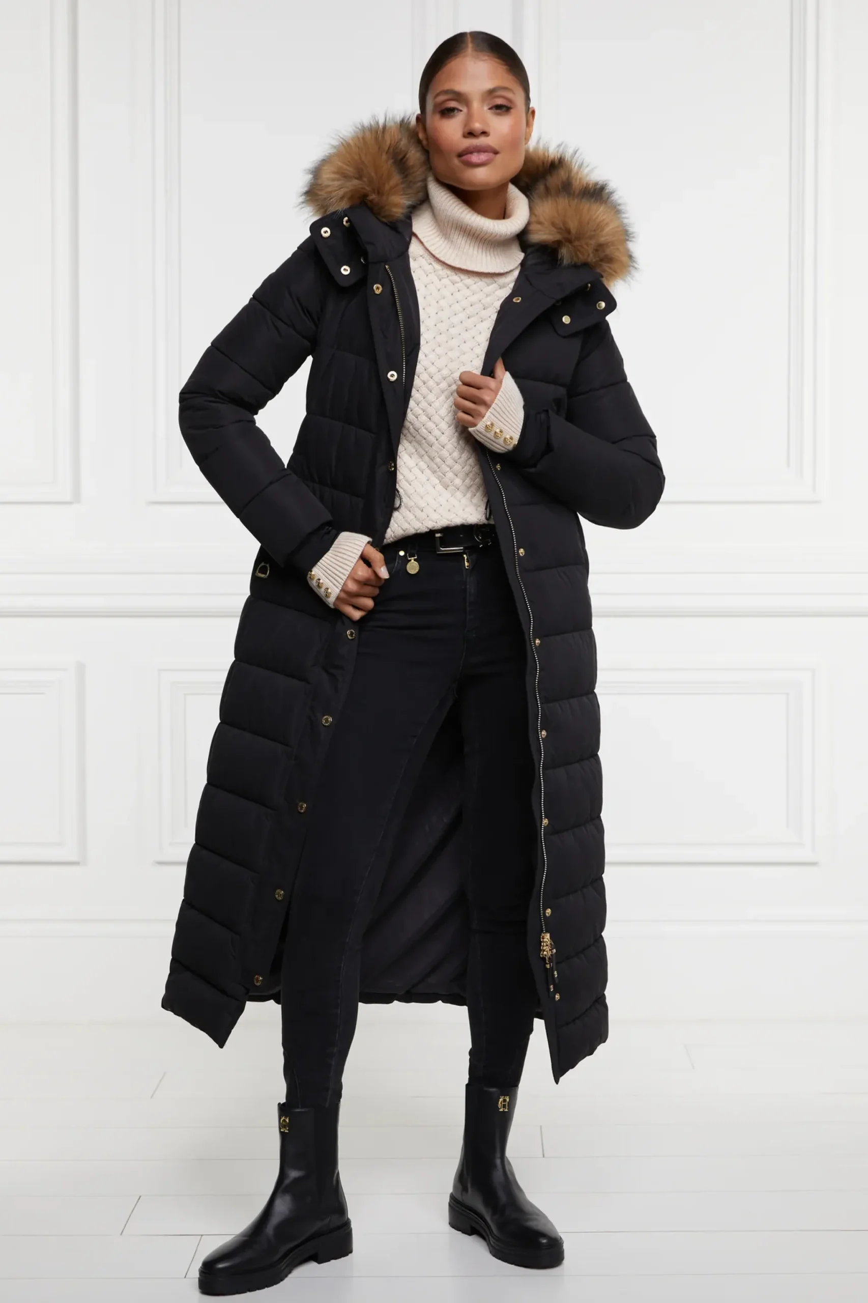 Holland Cooper Stoneleigh Longline Coat Black Outlet