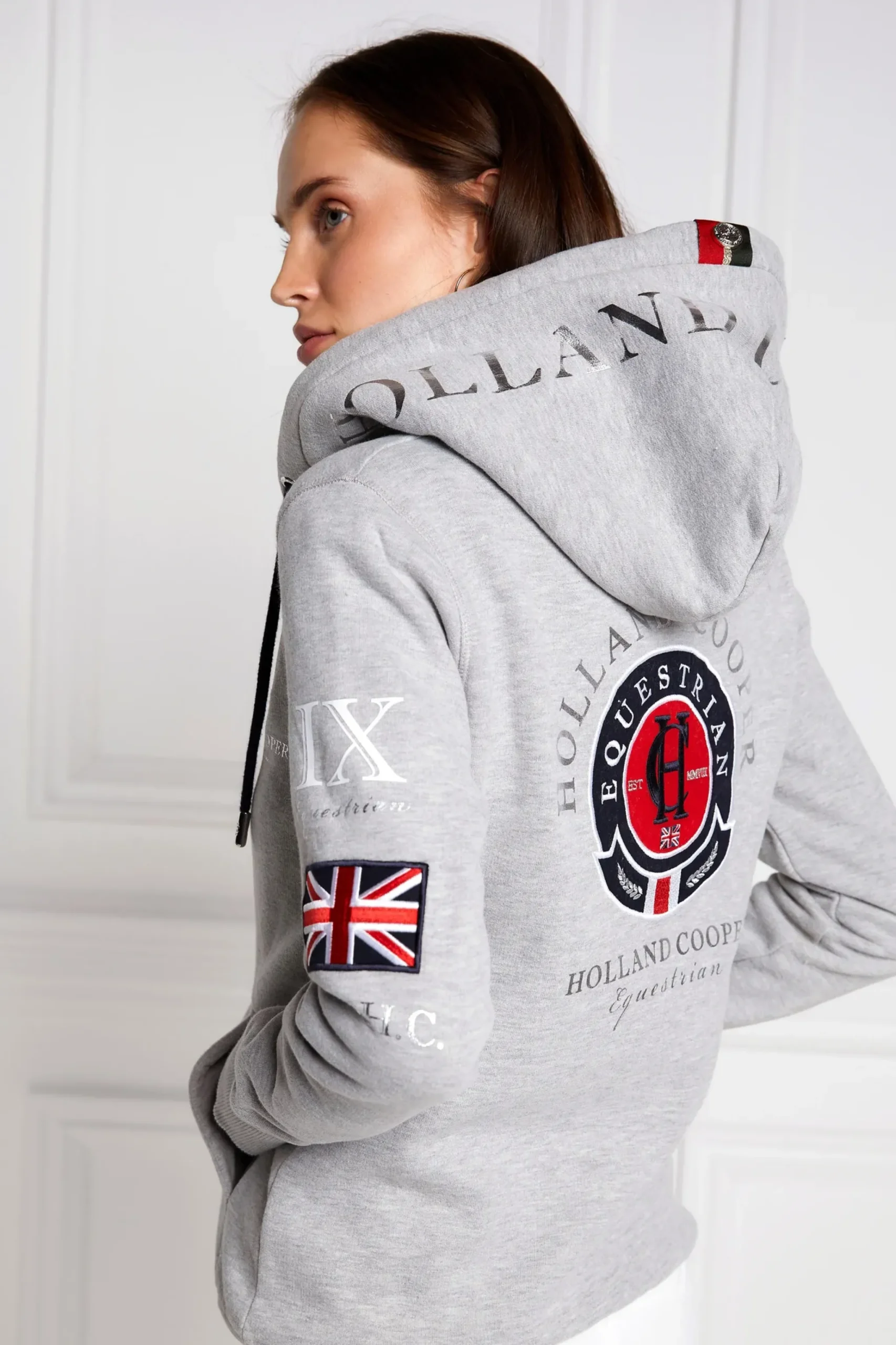 Holland Cooper Team Hoodie Grey Marl
