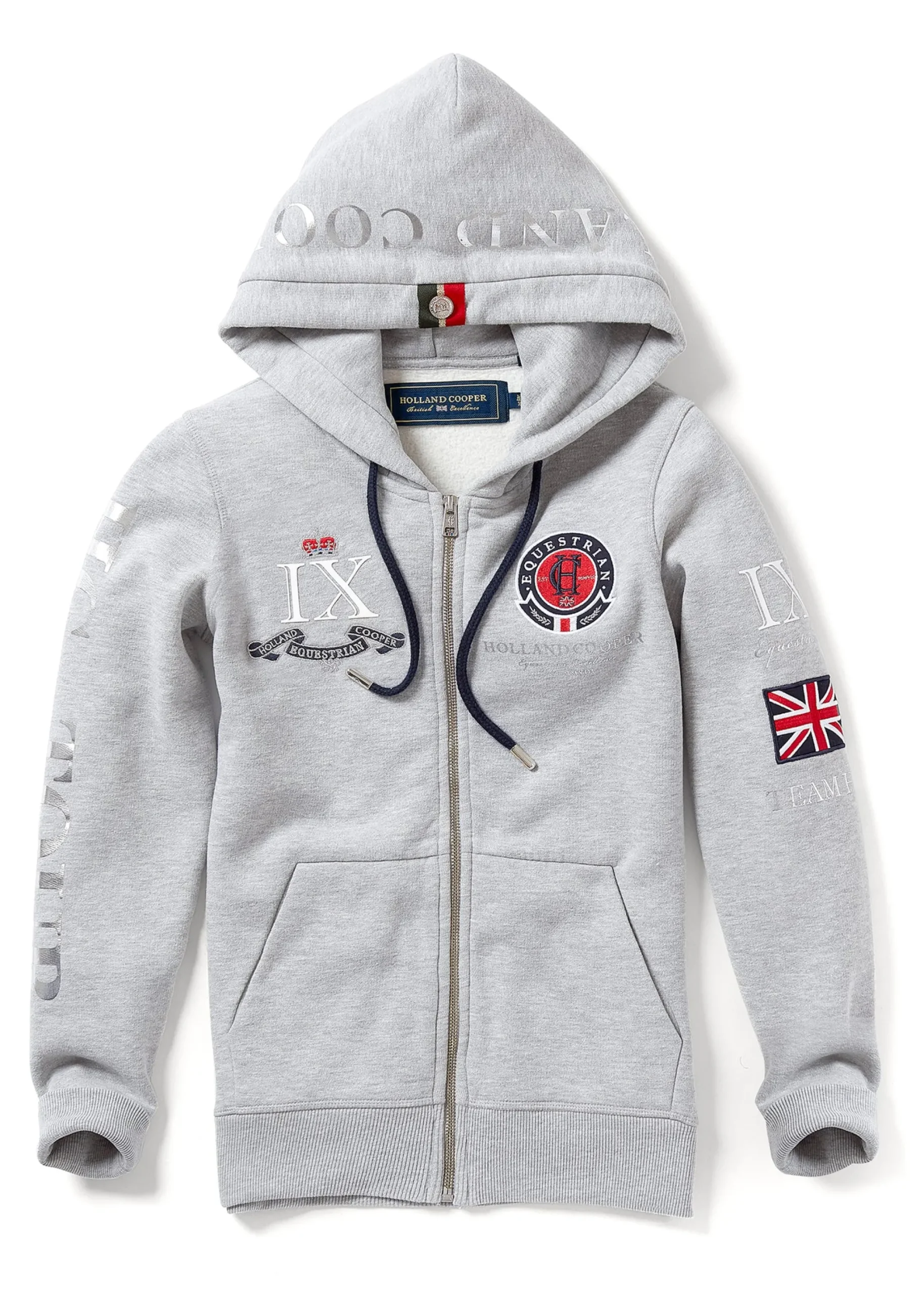 Holland Cooper Team Hoodie Grey Marl