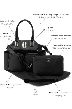 Holland Cooper Thames Changing Bag Black Monogram Hot
