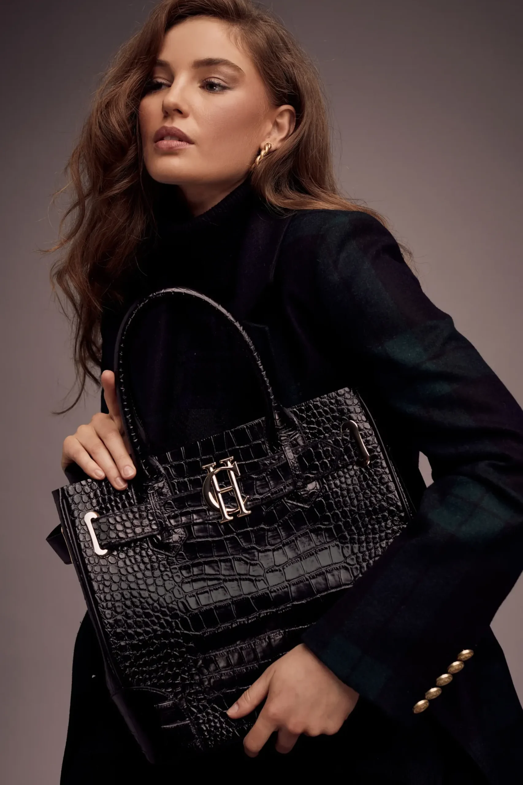 Holland Cooper The Brompton Tote Black Croc