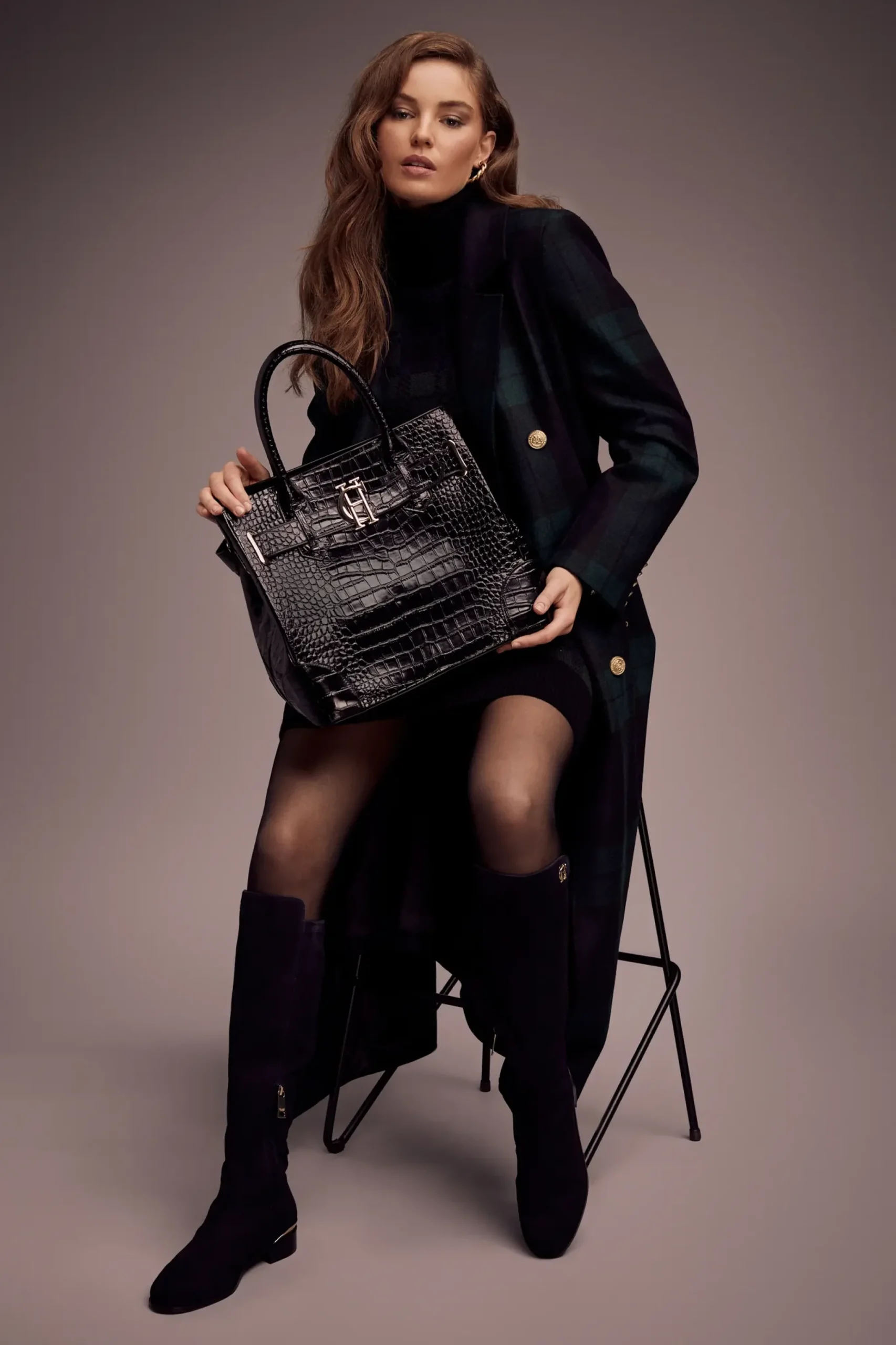 Holland Cooper The Brompton Tote Black Croc