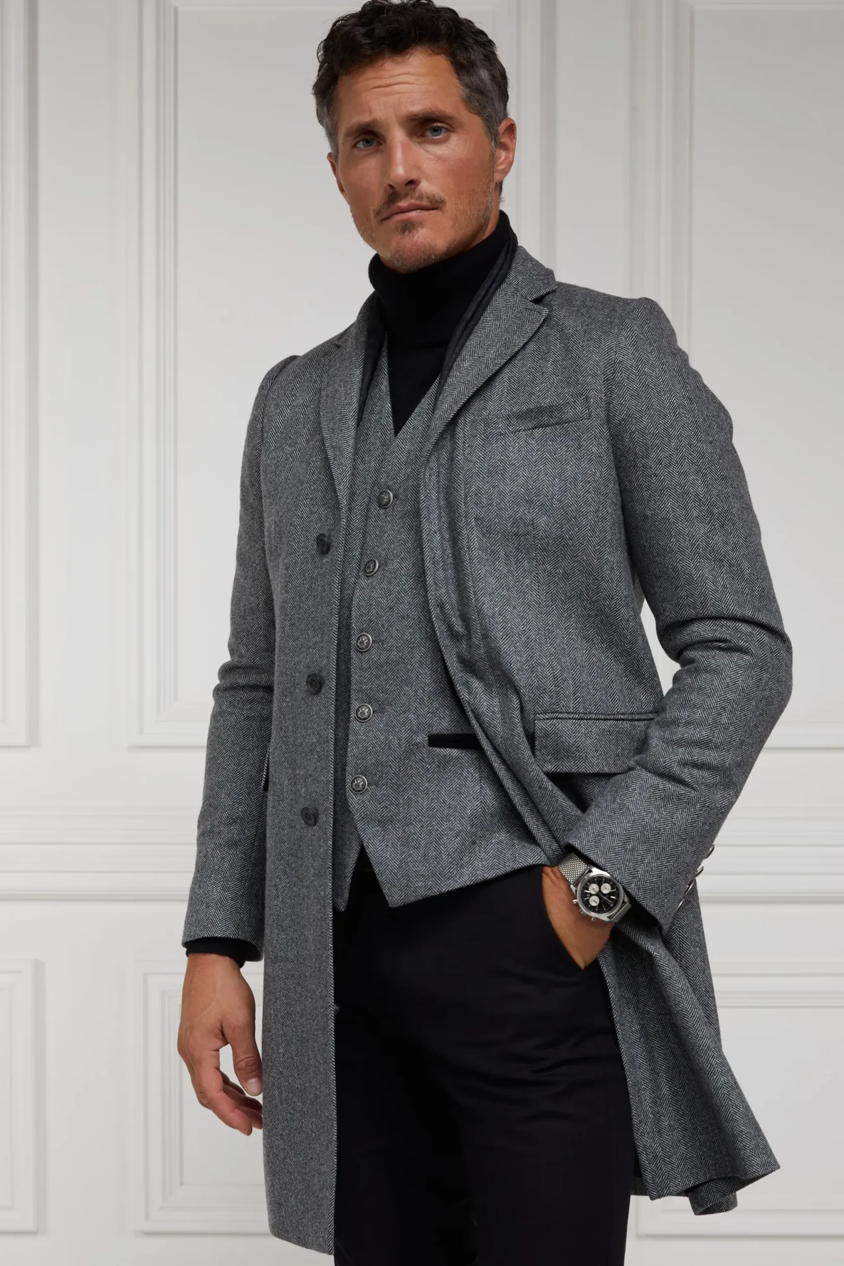 Holland Cooper The Cheltenham Coat Mono Herringbone New