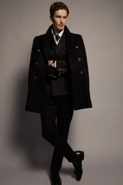 Holland Cooper The Double Breasted Coat Soft Black Clearance