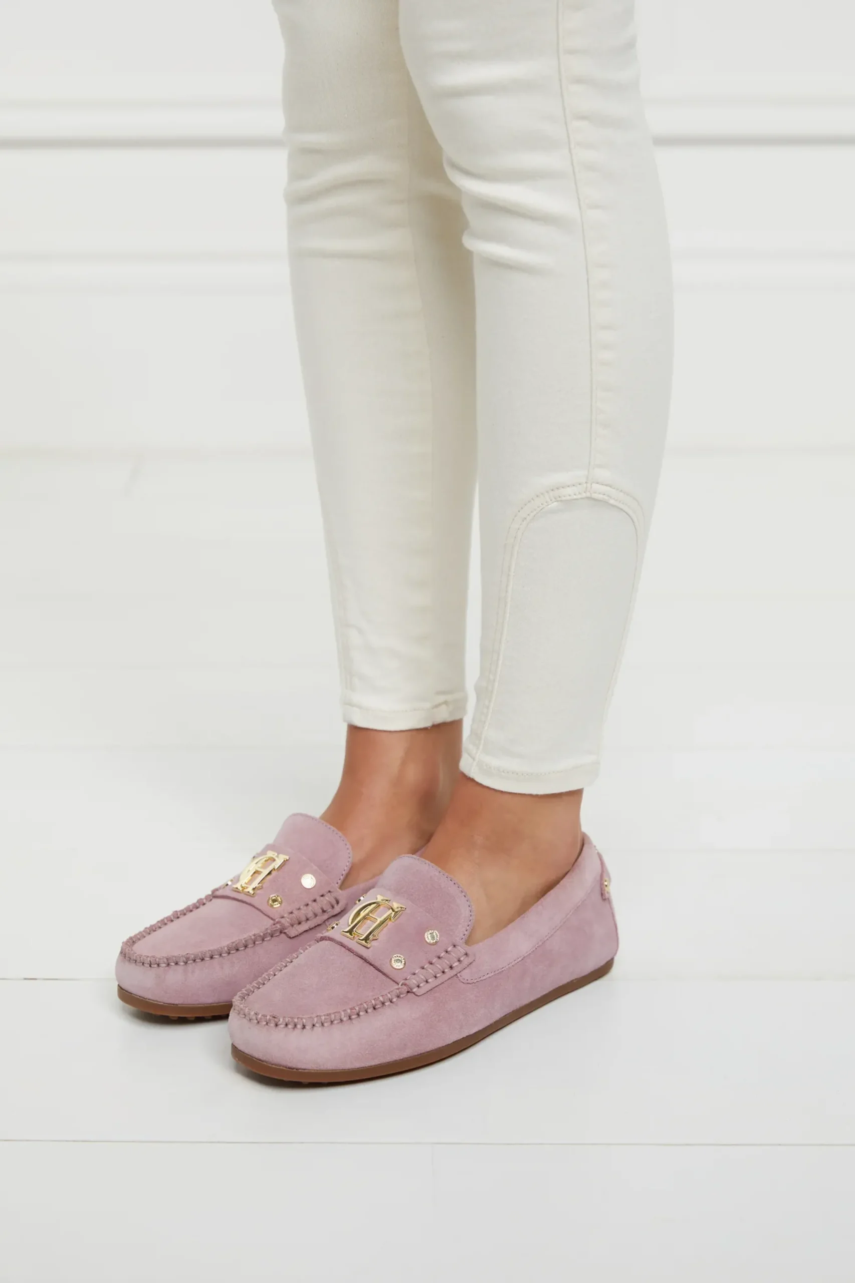 Holland Cooper The Driving Loafer Soft Pink Suede Hot