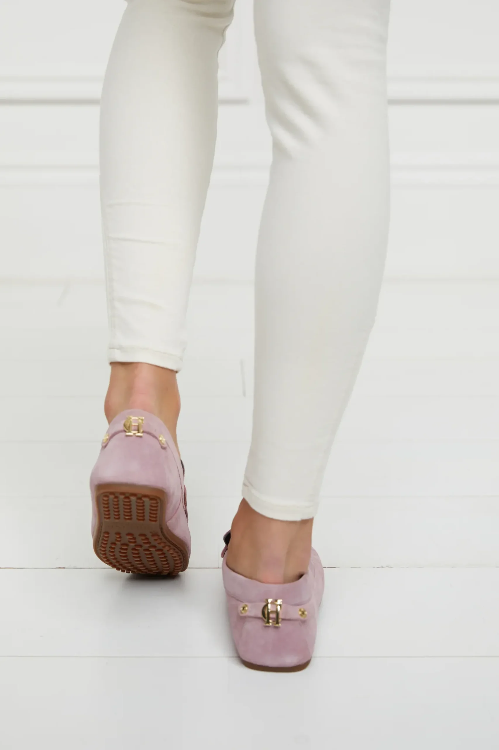 Holland Cooper The Driving Loafer Soft Pink Suede Hot