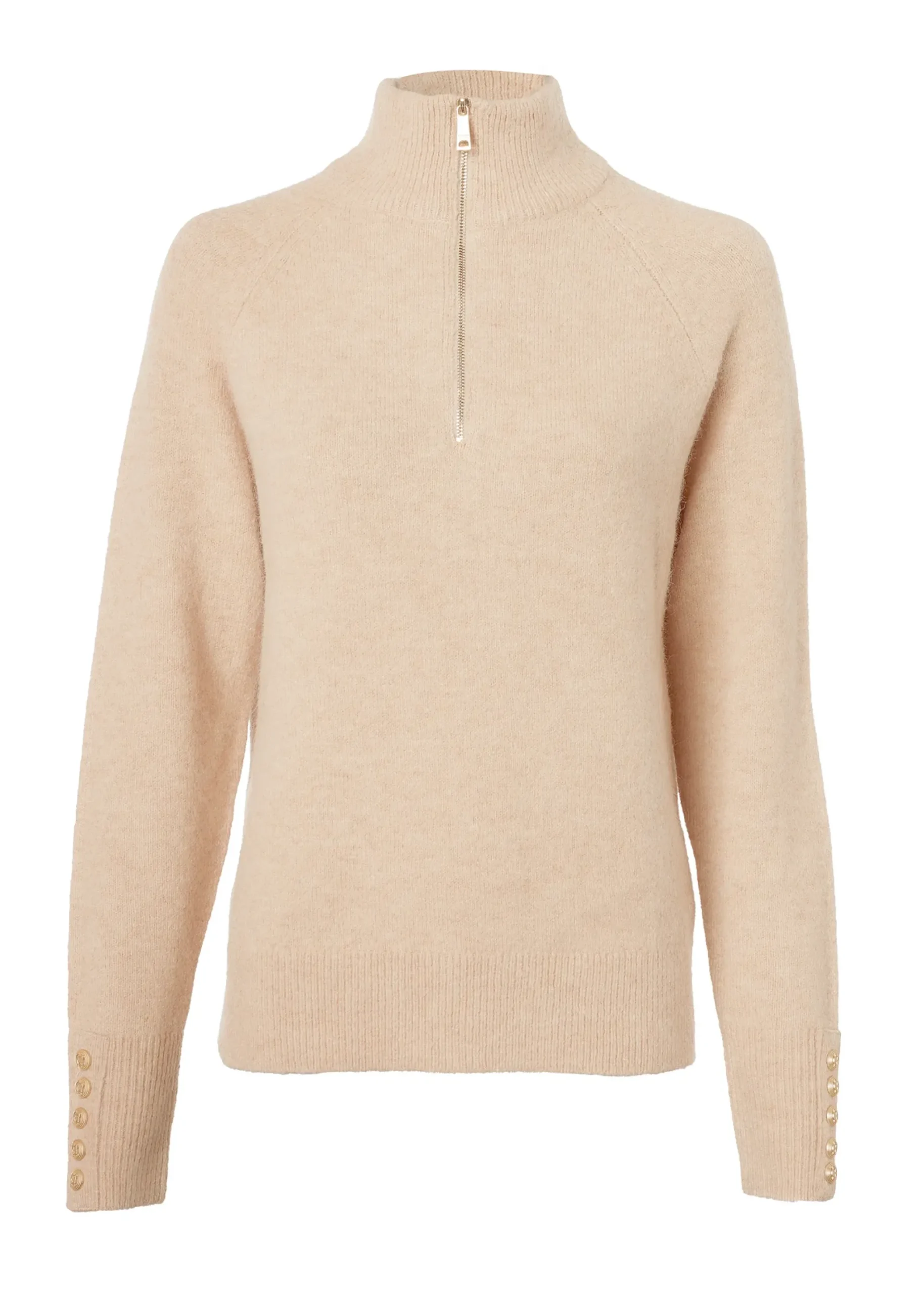 Holland Cooper Tori Half Zip Knit Camel New