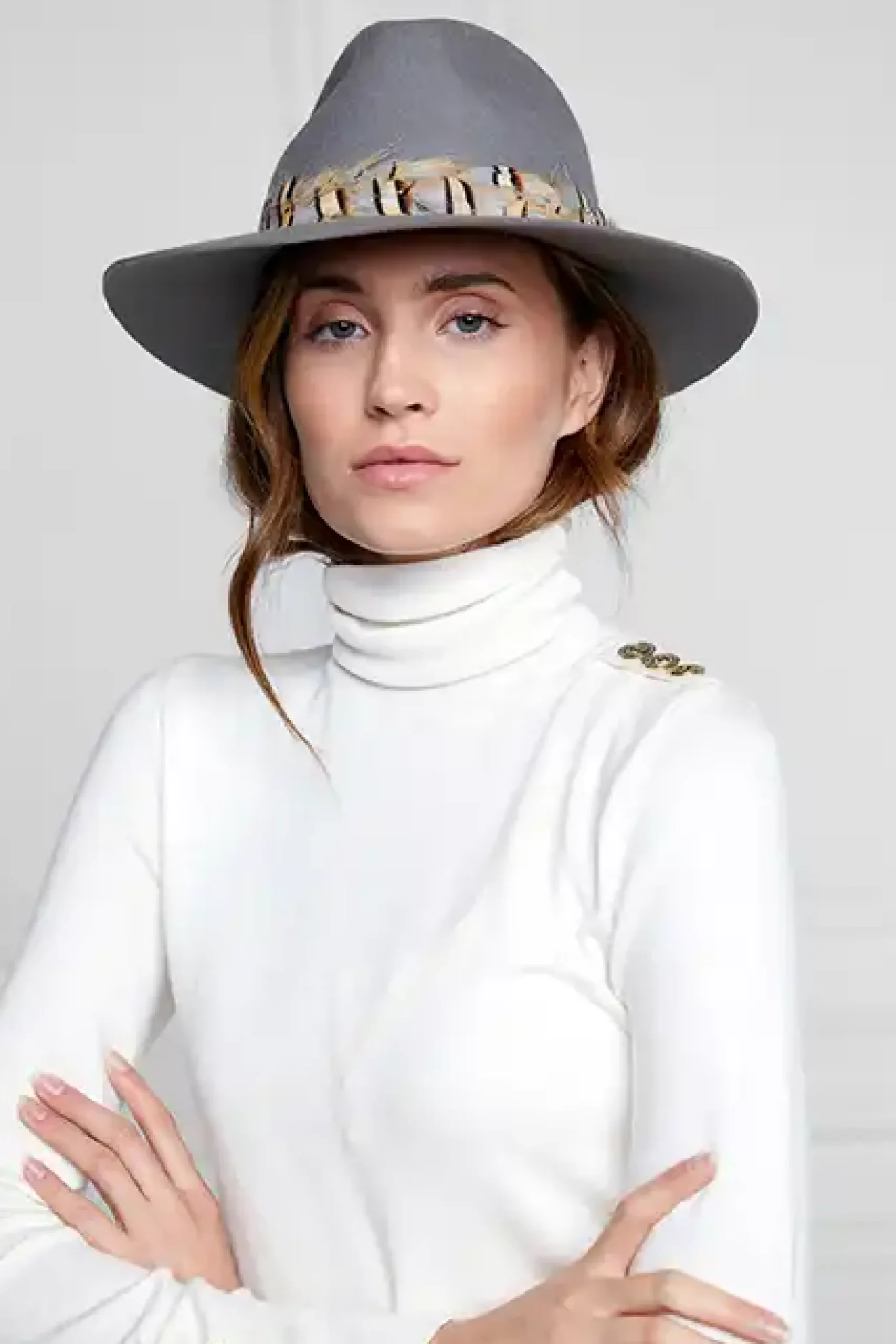Holland Cooper Trilby Hat Double Feather Band Light Grey Online