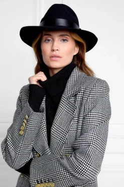 Holland Cooper Trilby Hat Leather Band Black Outlet