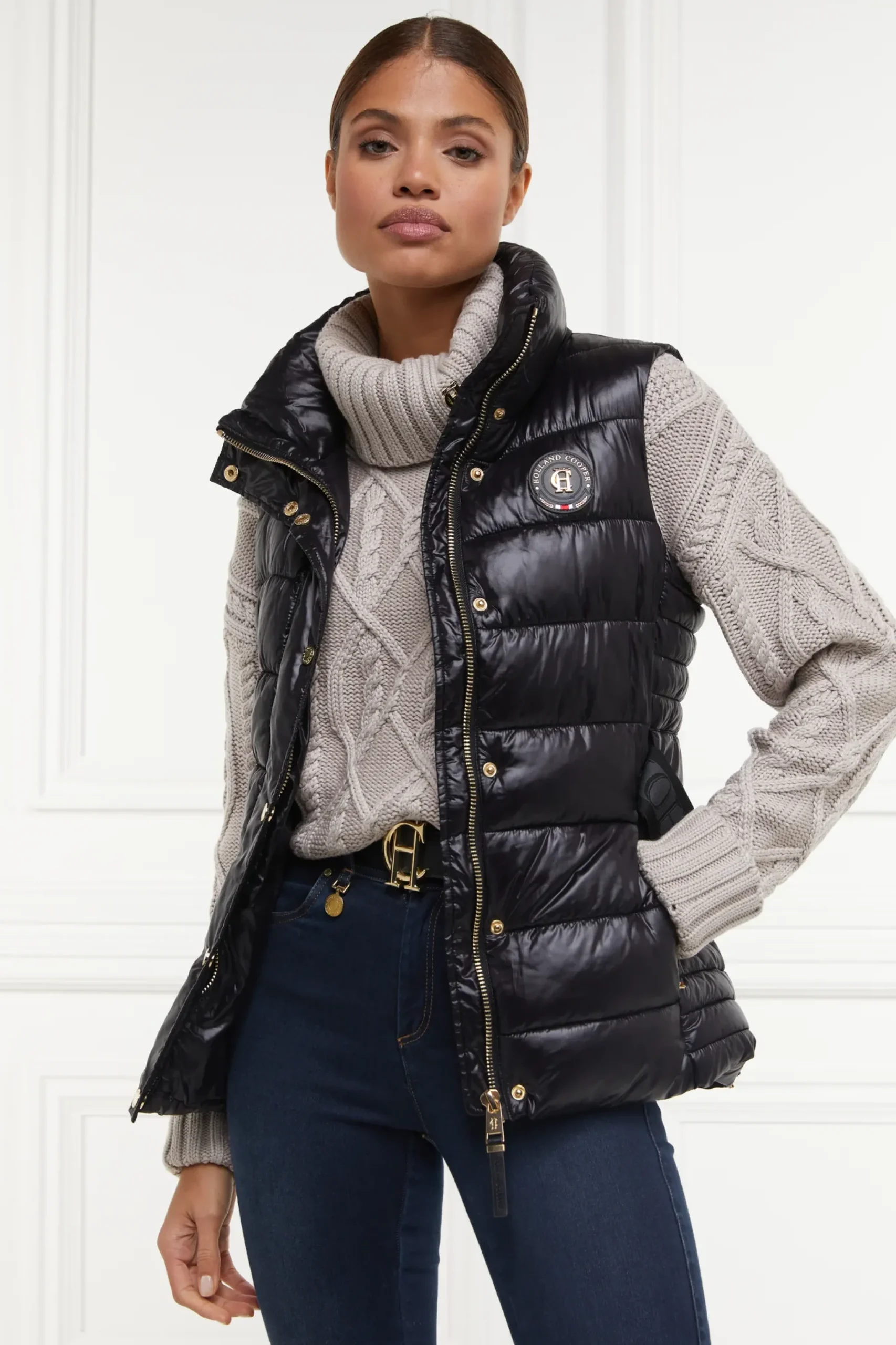 Holland Cooper Valais Quilted Gilet Black New