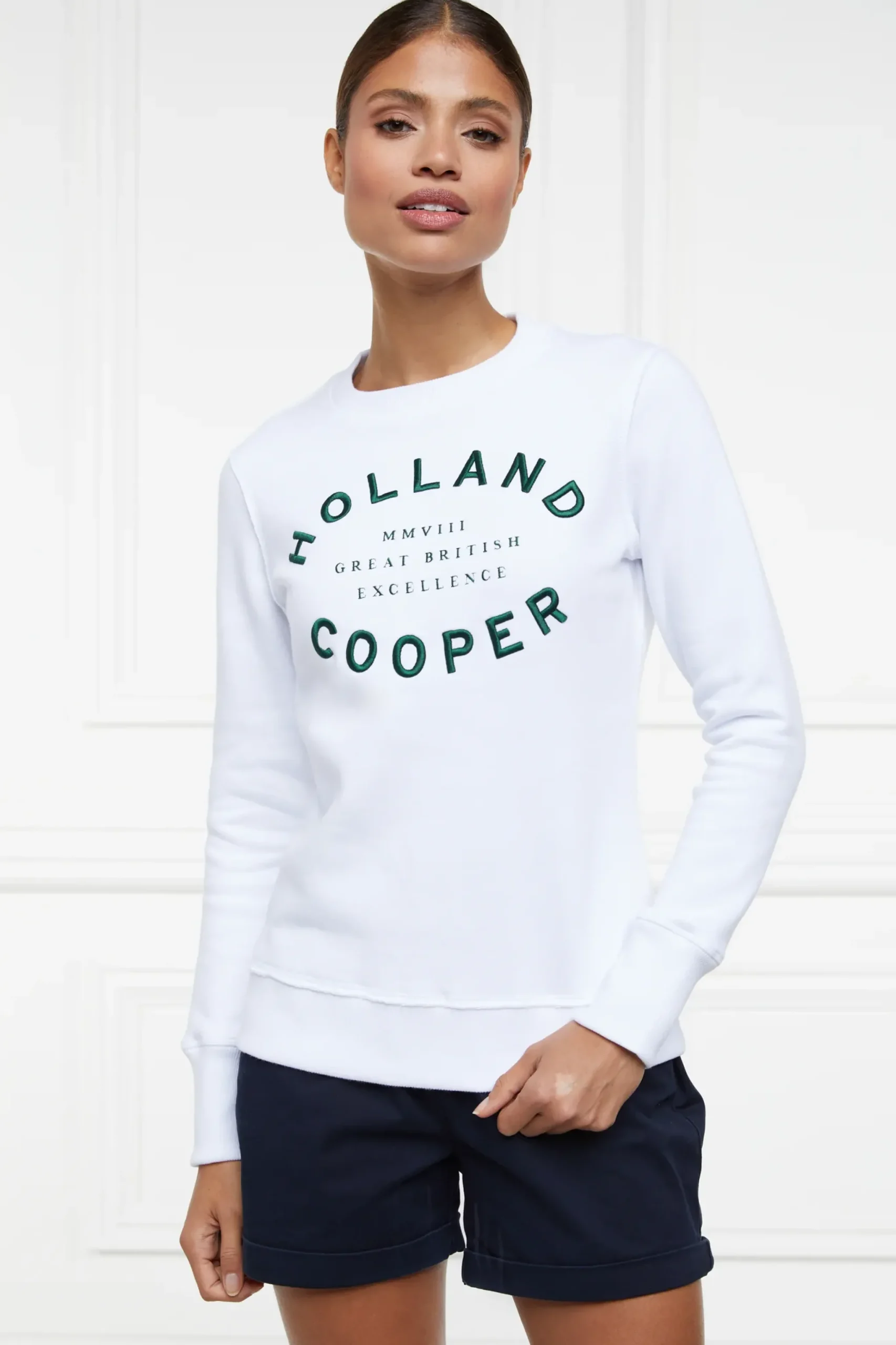 Holland Cooper Varsity Crew White Sale