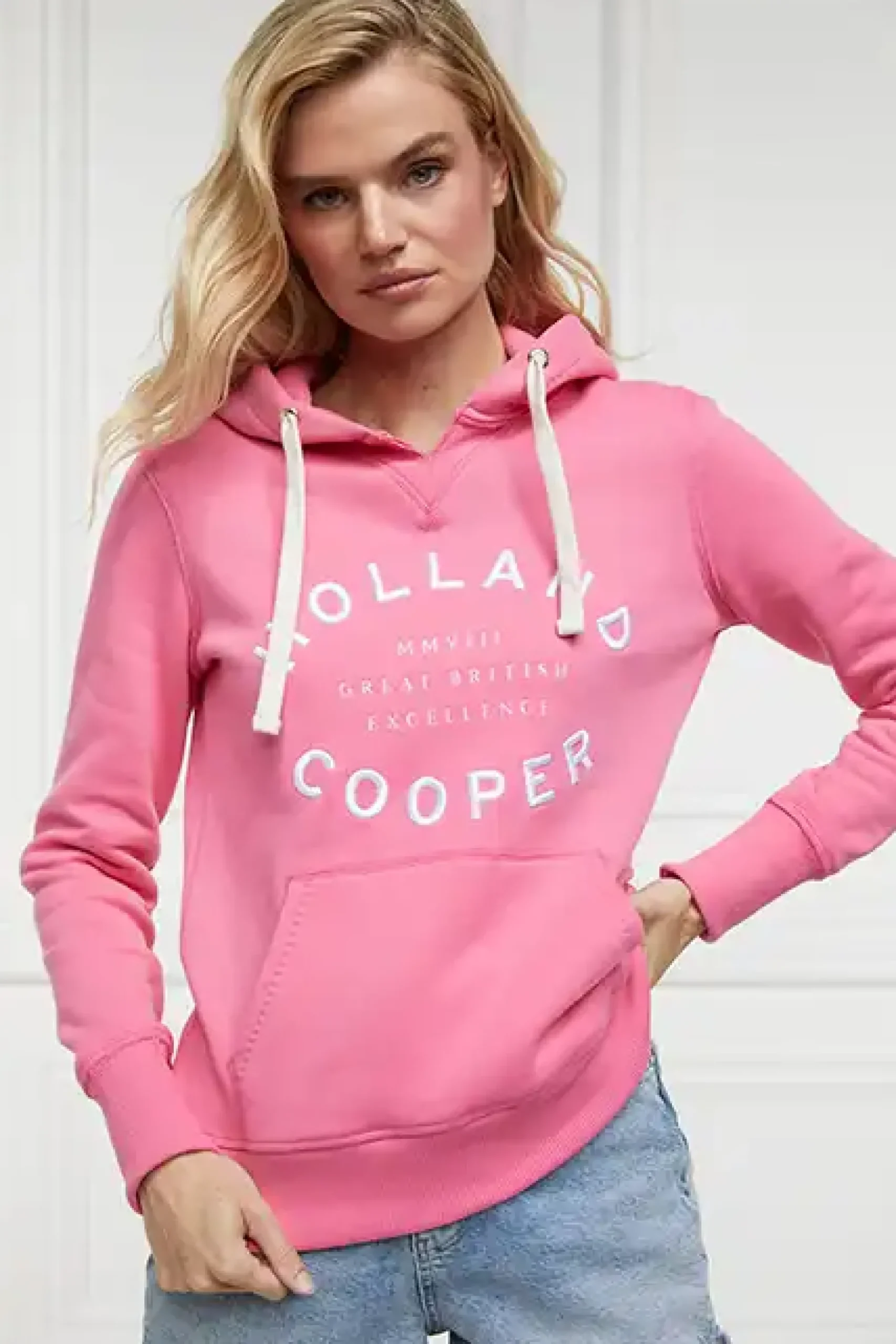 Holland Cooper Varsity Hoodie Peony Pink New