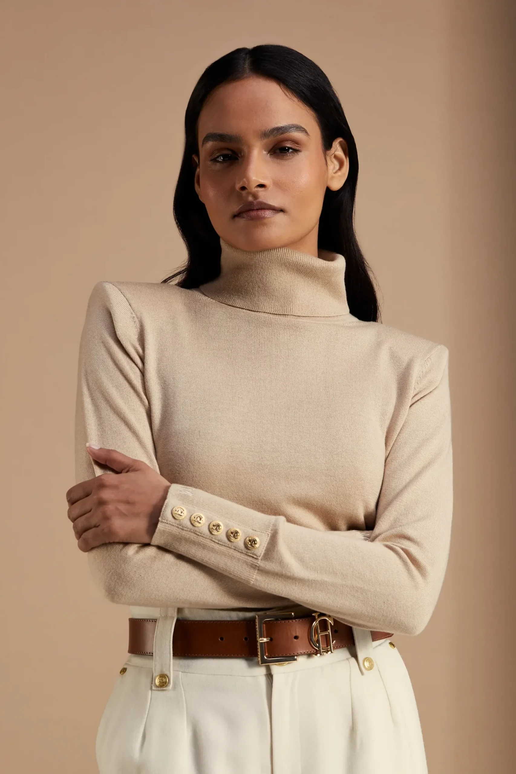Holland Cooper Victoria Cashmere Roll Neck Stone Sale