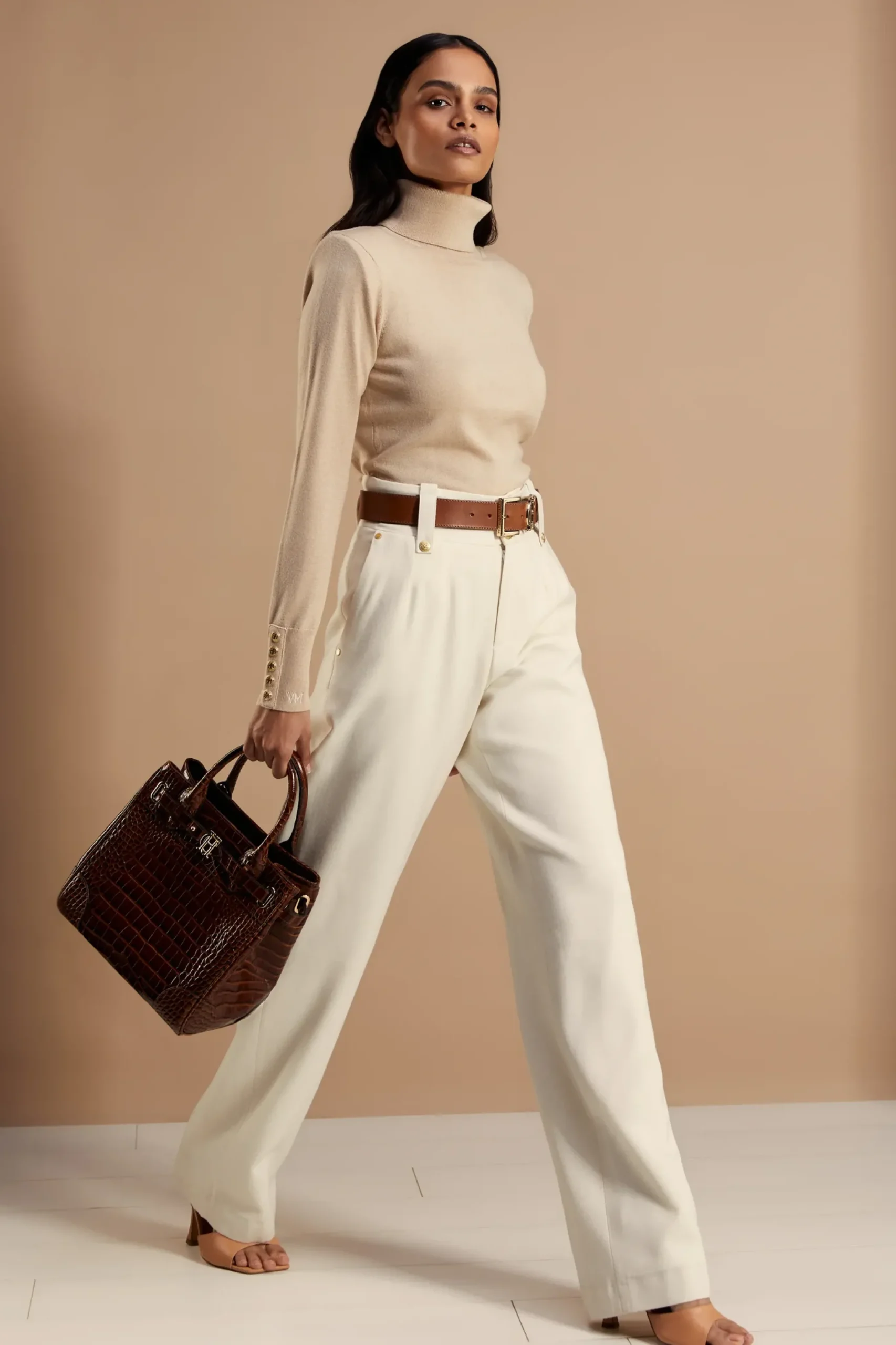 Holland Cooper Victoria Cashmere Roll Neck Stone Sale