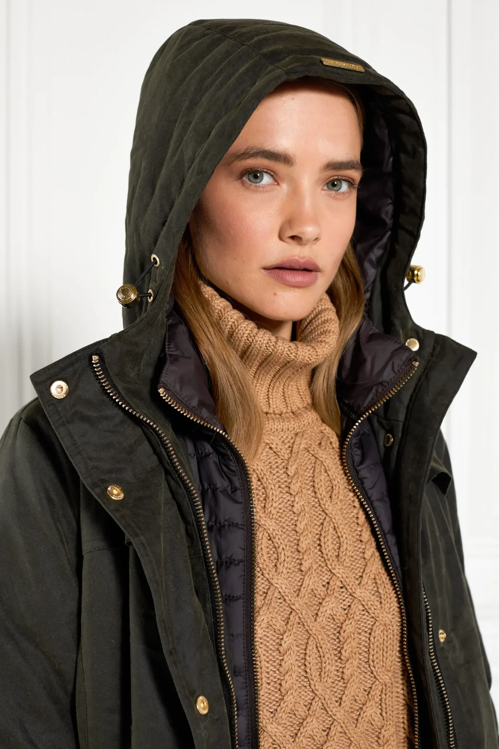 Holland Cooper Wax Longline Field Coat Dark Olive