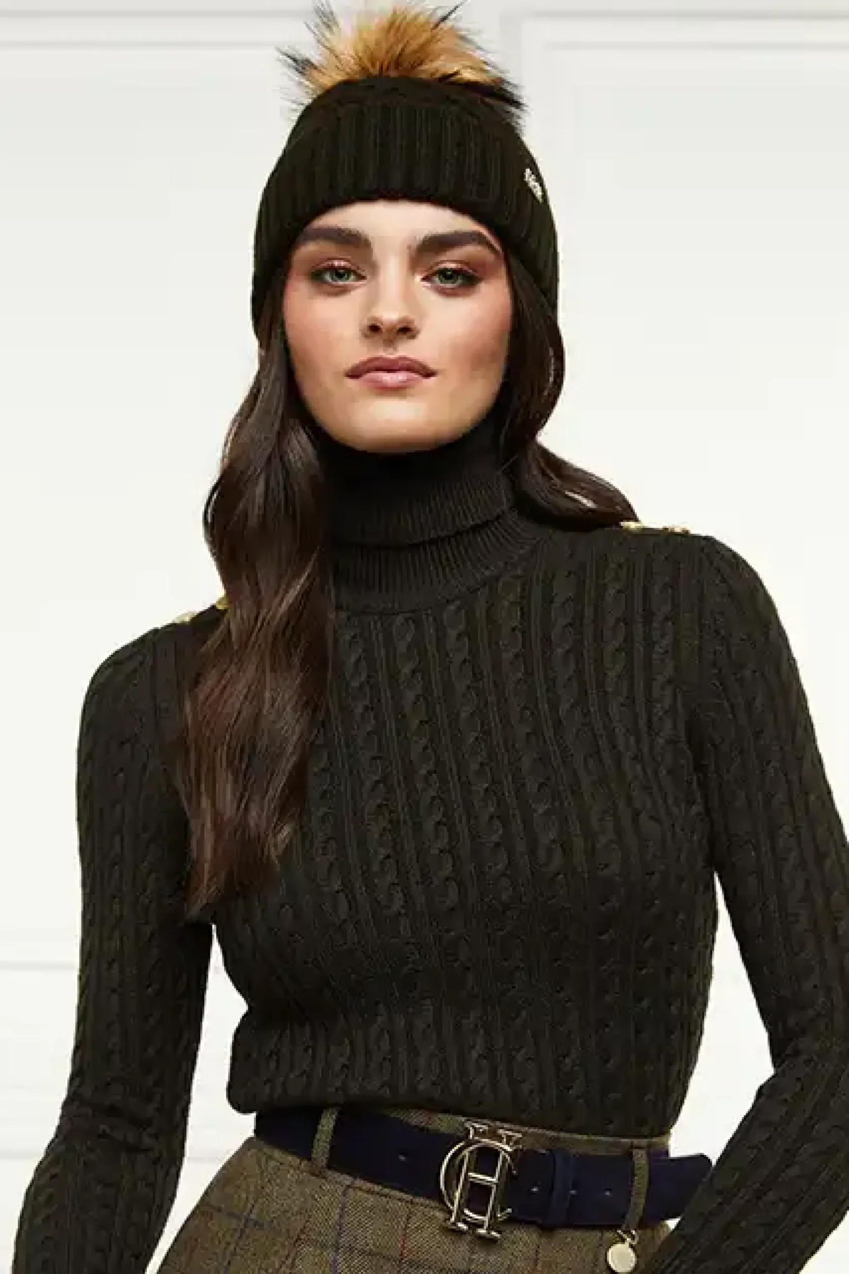 Holland Cooper Windsor Bobble Hat Fern Green New