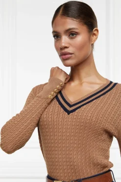 Holland Cooper Zoe Knit Dark Camel Marl Sale